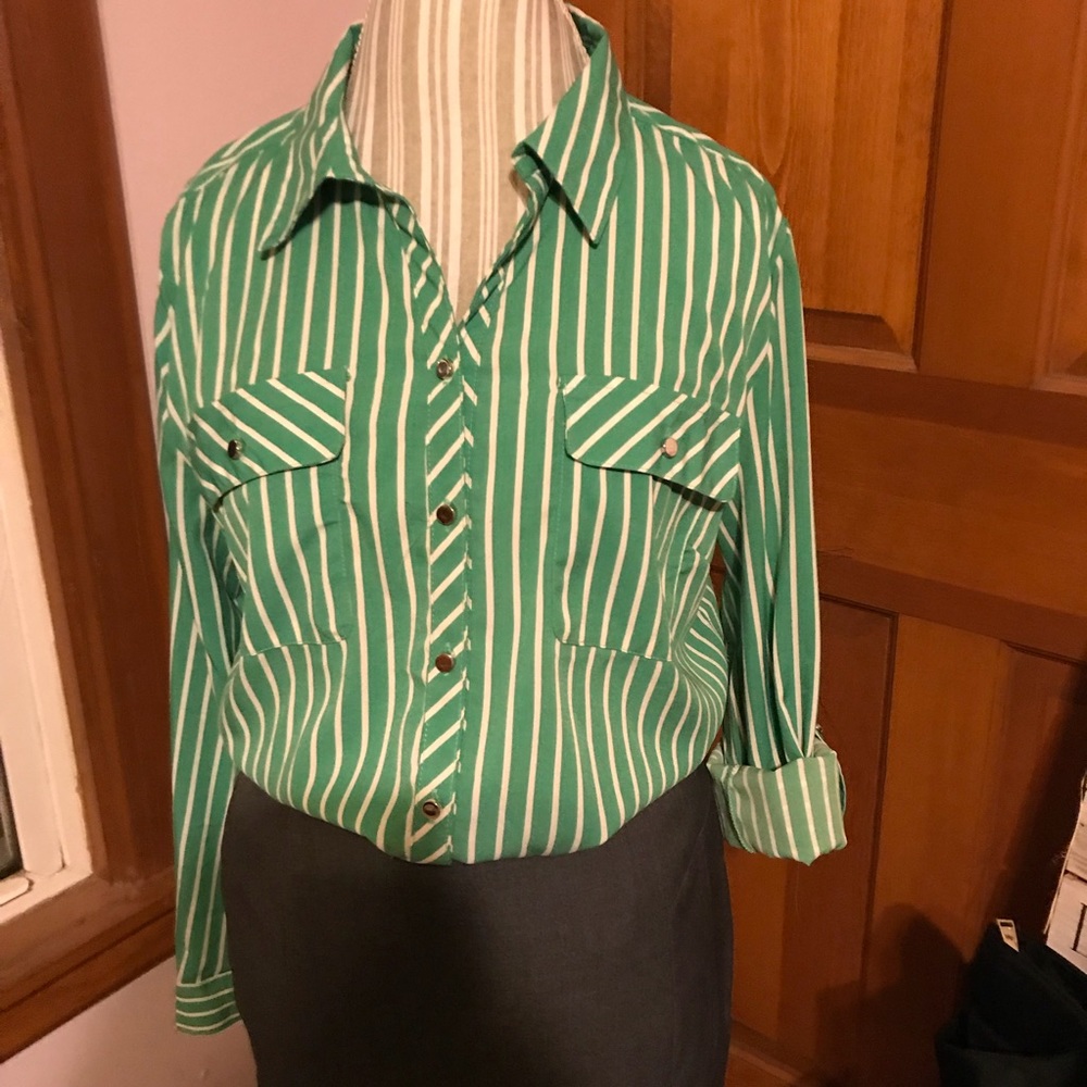 Striped Button Down Blouse - image 3